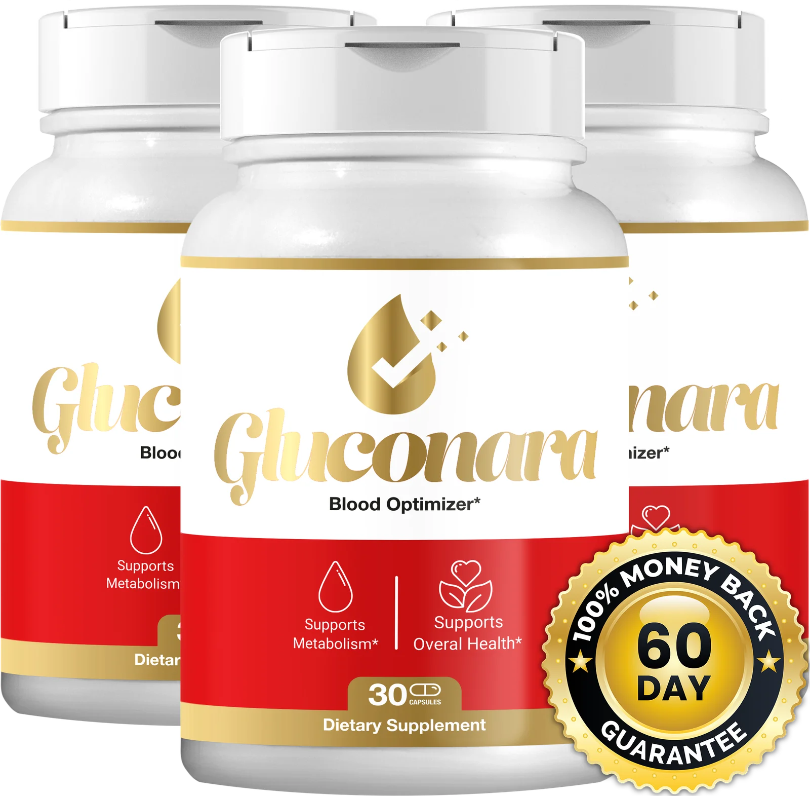 Gluconara front label — natural pancreatic and glucose support capsule