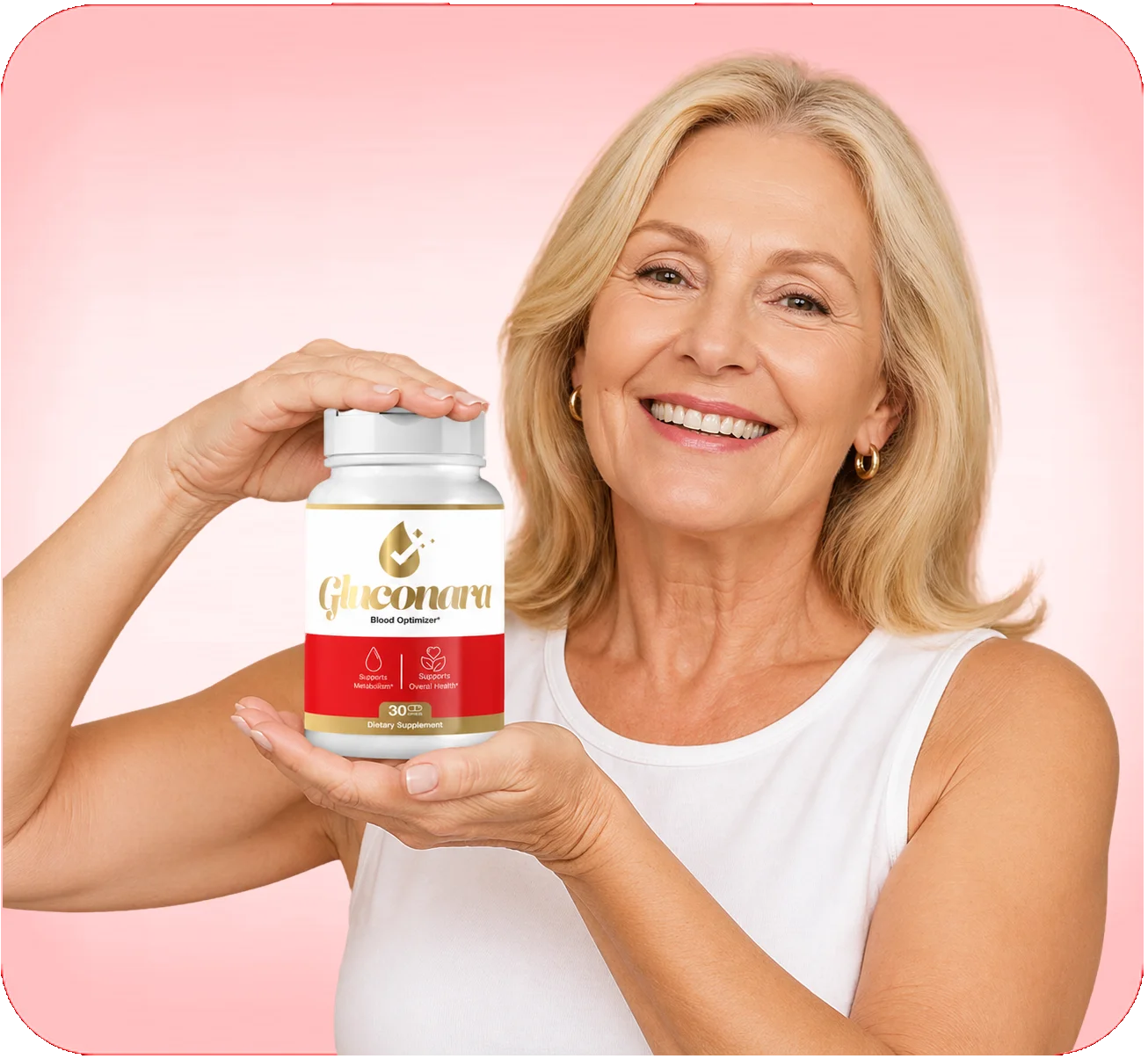 Gluconara blood sugar support formula bottle — daily 7-second capsule ritual